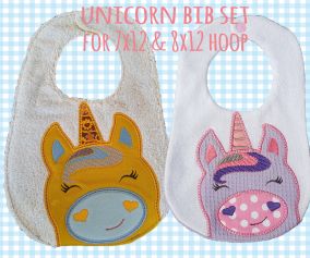 Unicorn Bib | Machine Embroidery Designs by JuJu