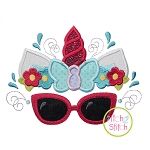 Unicorn Horn Sunglasses Butterfly Applique | Machine Embroidery Designs by JuJu