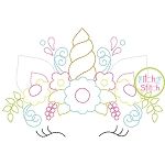 Unicorn Horn Flowers Bean Embroidery | Machine Embroidery Designs by JuJu