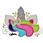 Unicorn Horn with Mane Applique | Machine Embroidery Designs by JuJu