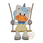 Unicorn in the Swing Boy Applique | Machine Embroidery Designs by JuJu