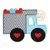 Valentine Truck Applique | Machine Embroidery Designs by JuJu