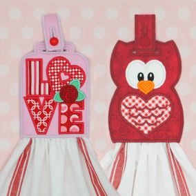 In The Hoop Valentine Towel Hangers Set 2 | Machine Embroidery Designs by JuJu