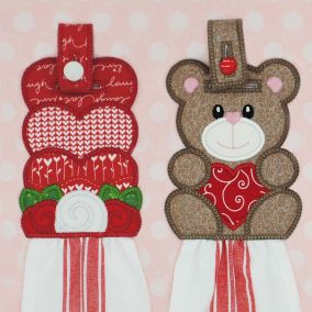 In The Hoop Valentine Towel Hangers Set 1 | Machine Embroidery Designs by JuJu
