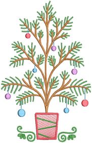 Vintage Sketch Christmas Trees Machine Embroidery Designs by JuJu