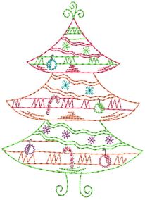 Vintage Stitch Sweet Christmas Trees Machine Embroidery Designs by JuJu