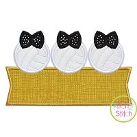 Volleyball Bow Trio Banner Applique Design | Machine Embroidery Designs by JuJu
