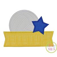 Volleyball Star Banner Applique Design | Machine Embroidery Designs by JuJu