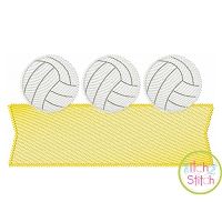 Volleyball Trio Banner Sketch Embroidery Design | Machine Embroidery Designs by JuJu