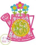 Watering Can Monogram Applique | Machine Embroidery Designs by JuJu