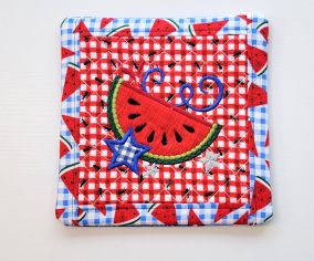ITH Patriotic Watermelon Pot Holder | Machine Embroidery Designs by JuJu