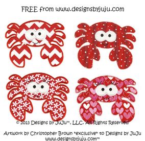 Cute Free Crab Applique machine embroidery design