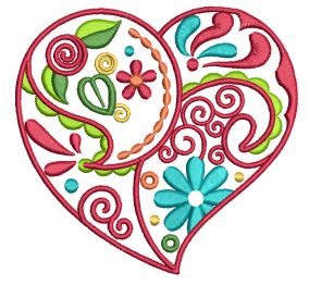 Whimsical Doodle Hearts Machine Embroidery Designs by JuJu