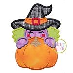 Witch Pumpkin Peeker Applique | Machine Embroidery Designs by JuJu