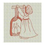 Christmas Sunbonnets Redwork Machine Embroidery Designs by JuJu