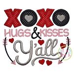 XOXO Hugs & Kisses Y'all Applique | Machine Embroidery Designs by JuJu
