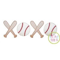 XOXO Baseball Sketch Embroidery | Machine Embroidery Designs by JuJu
