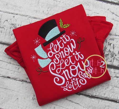 Let it Snow Snowman Embroidery | Machine Embroidery Designs by JuJu