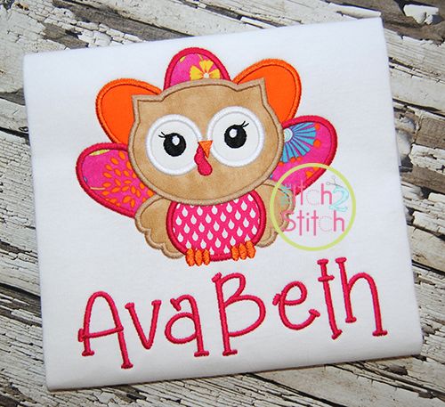 Owl Turkey Applique | Machine Embroidery Designs by JuJu