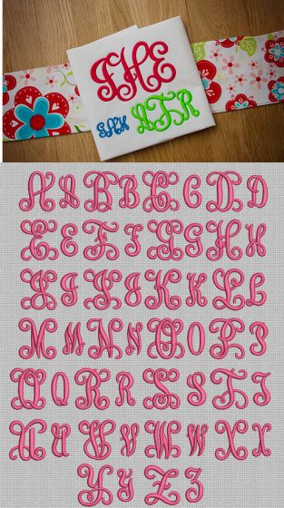 Vine Interlocking Monogram Machine Embroidery Designs by JuJu