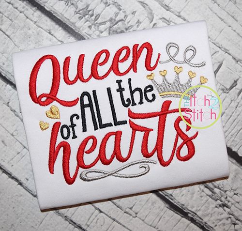 Queen of All the Hearts Embroidery | Machine Embroidery Designs by JuJu