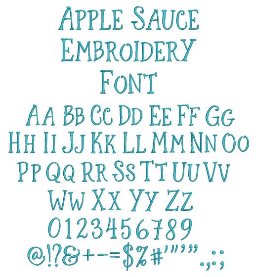 Applesauce Embroidery Font | Machine Embroidery Designs by JuJu