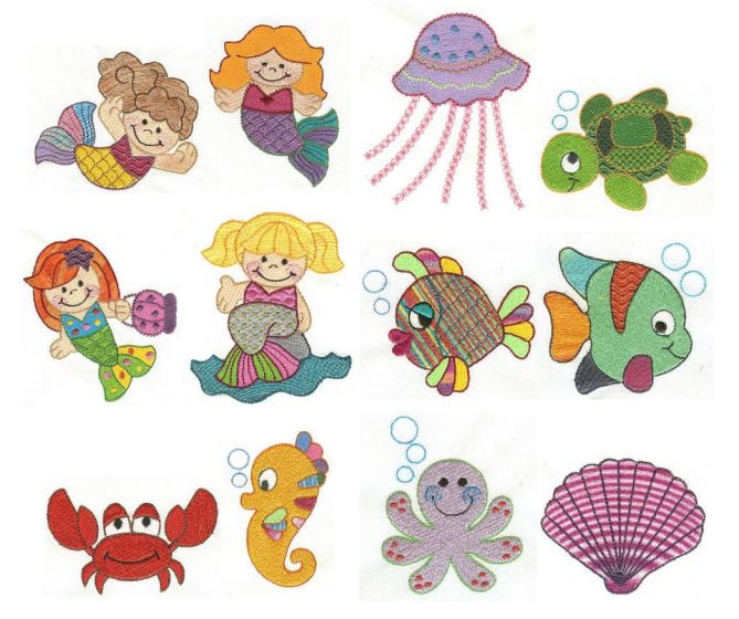 Under the Sea Filled version Machine Embroidery Designs by JuJu