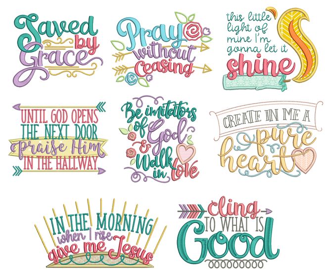 Biblical Sayings 2 Machine Embroidery Designs by JuJu
