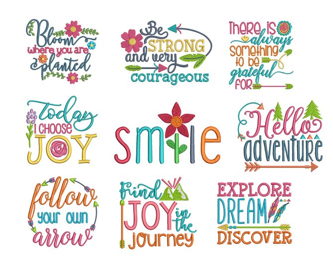 Inspired Sayings Set 1 Machine Embroidery Designs by JuJu
