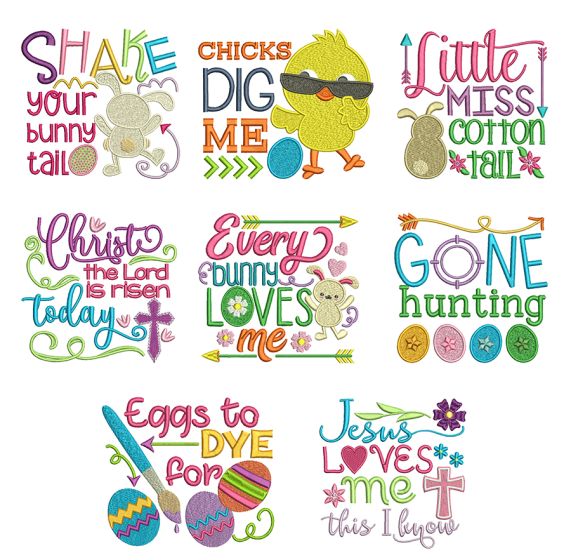 Easter Word Art Set 1 Machine Embroidery Designs by JuJu

