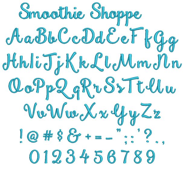 Smoothie Shoppe Embroidery Font Machine Embroidery Designs by JuJu