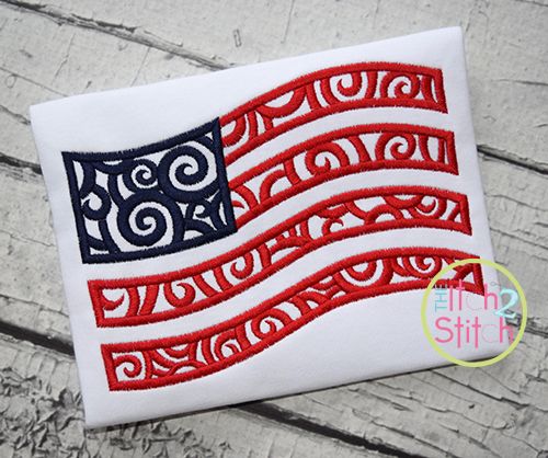 Scroll Flag Embroidery | Machine Embroidery Designs by JuJu