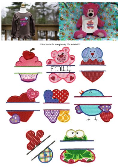 Valentine Split Applique Machine Embroidery Designs by JuJu 