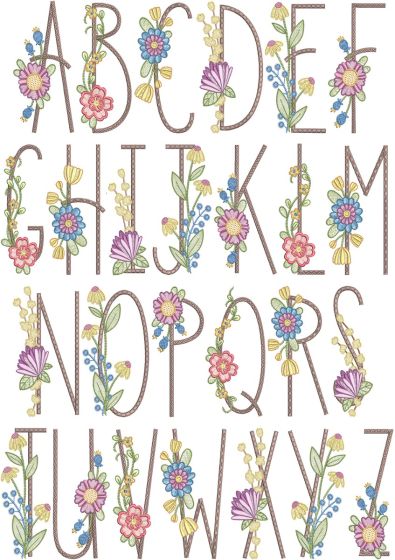 Simple Floral Farmhouse Alphabet | Machine Embroidery Designs by JuJu