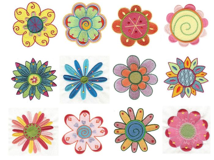 My Funky Garden Flowers Machine Embroidery Designs by JuJu