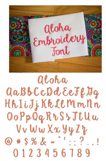 Aloha Embroidery Font Machine Embroidery Designs by JuJu