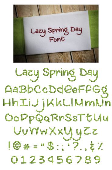 Lazy Spring Day Embroidery Font Machine Embroidery Designs by JuJu