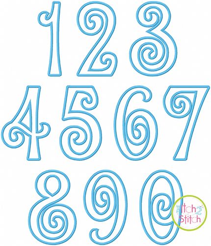 Amorette Numbers Applique Set | Machine Embroidery Designs by JuJu