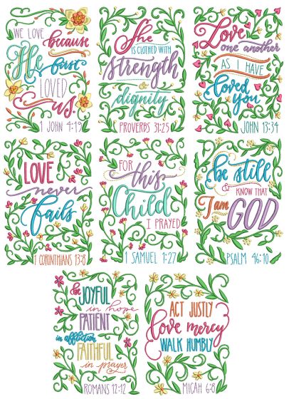 Floral Scriptures Machine Embroidery Designs By JuJu
