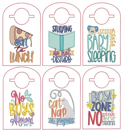 ITH Doorknob Hangers Set 1 | Machine Embroidery Designs by JuJu