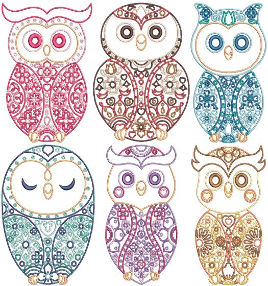 Scandinavian Owls | Machine Embroidery Designs by JuJu