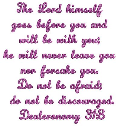 Deuteronomy 31:8 free bible verse machine embroidery design