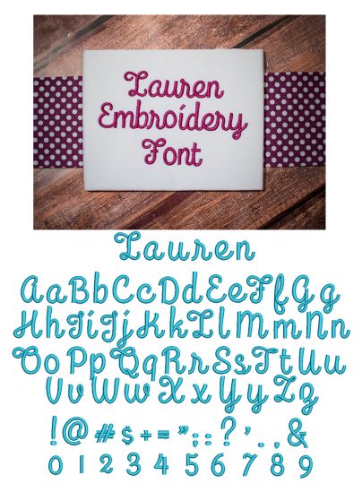 Lauren Script Embroidery Font Machine Embroidery Designs by JuJu