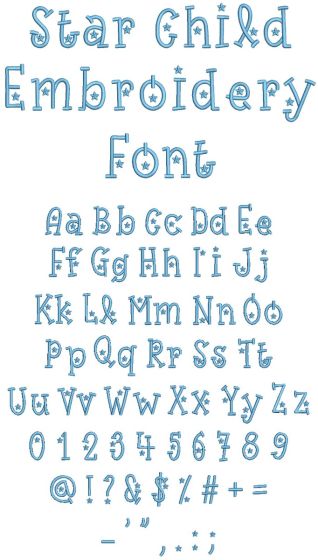 Star Child Embroidery Font | Machine Embroidery Designs by JuJu