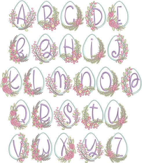 Elegant Easter Egg Alphabet | Machine Embroidery Designs by JuJu