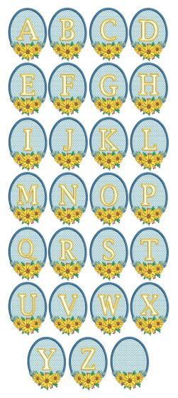 Sunflower Embossed Alphabet | Machine Embroidery Designs by JuJu