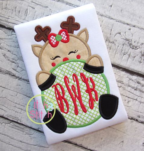 Reindeer Girl Peeker Applique | Machine Embroidery Designs by JuJu