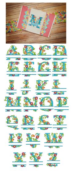 Split Floral Monogram Machine Embroidery Designs by JuJu