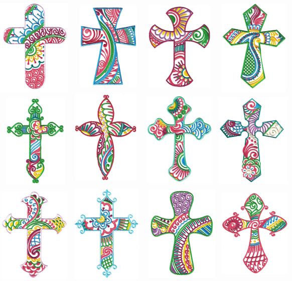 Mehndi Crosses Machine Embroidery Designs by JuJu