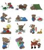 Camping Teddy Bears Filled Machine Embroidery Designs by JuJu